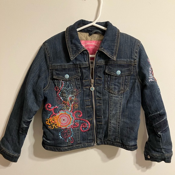 Pampolina Embroidered Warm Denim Jacket Girls 4T - Picture 2 of 11